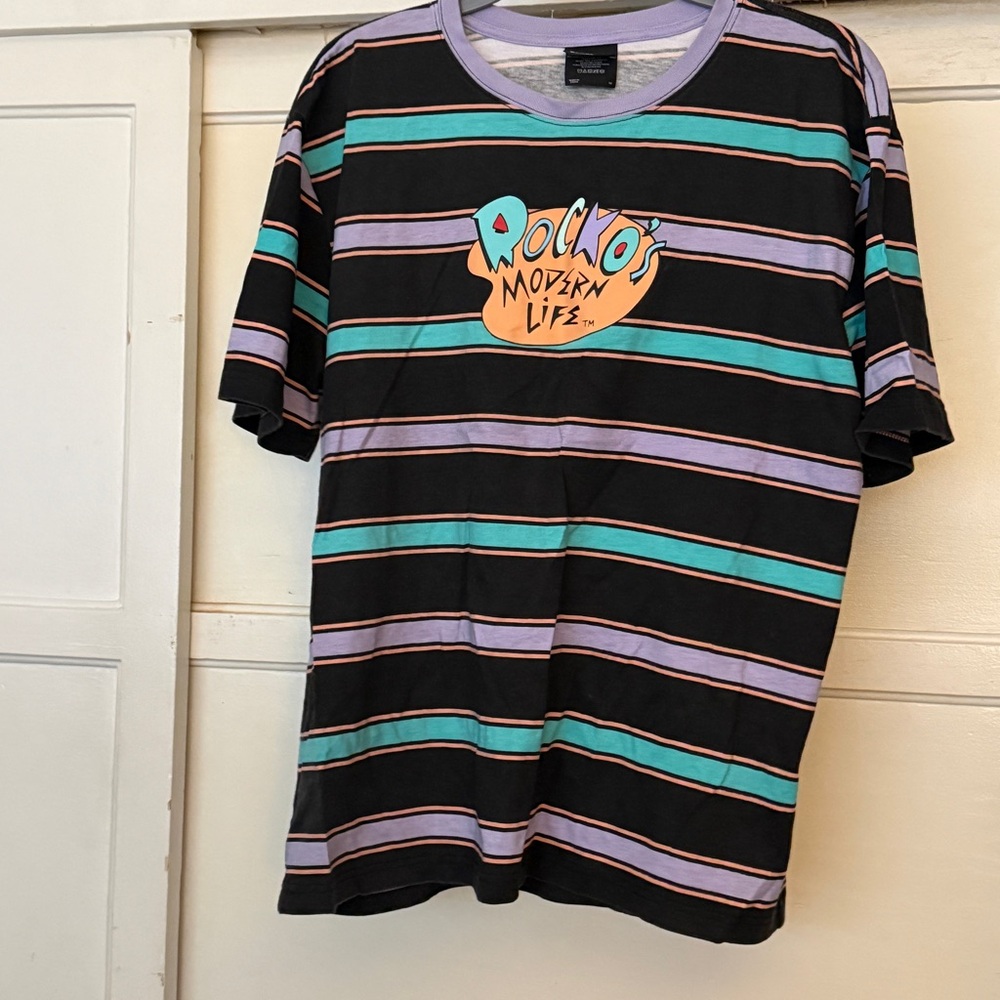 Rocko's Modern Life black striped cotton t-shirt #cartoon #90s